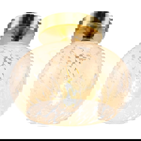 Antique Brass Ceiling Light Fitting with White Snowflake Glass Shade Image 3