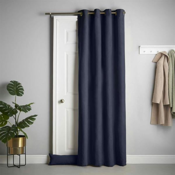 Luxury Living Velvet Chenille Thermal Fleece Lined Single Eyelet Door Curtain
