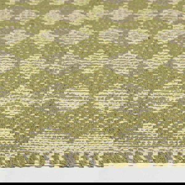 HOMESCAPES Lima Handwoven Green Cotton Textured Rug