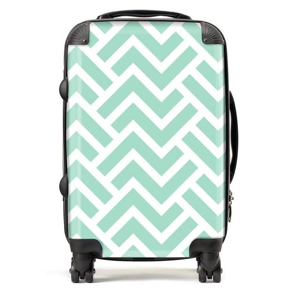 Warren Reed Green Geometric Pattern Suitcase