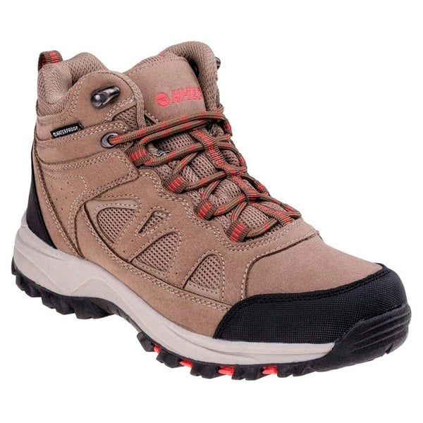 Hi-Tec Womens Lamite Waterproof Mid Cut Shoes - Smog/Sand/Watermelon Red