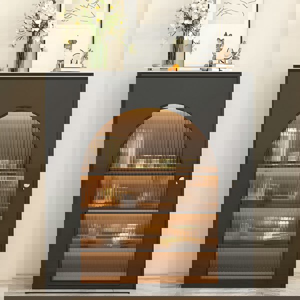 Amanda Slim Sideboard With Glass Door, Black-Rit Concept-Rit Concept