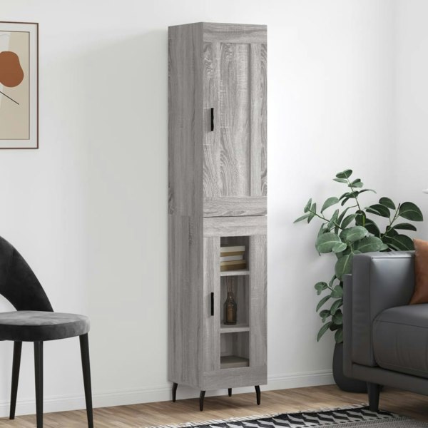 Berkfield Highboard Grey Sonoma 34.5x34x180 cm Engineered Wood