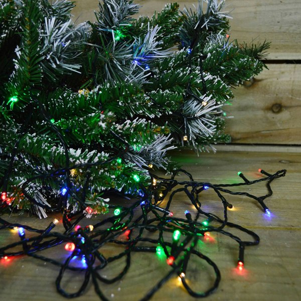 Samuel Alexander 200 LED 16m Indoor Outdoor Christmas Multi Function Mains Operated String Lights with Timer in Multicoloured