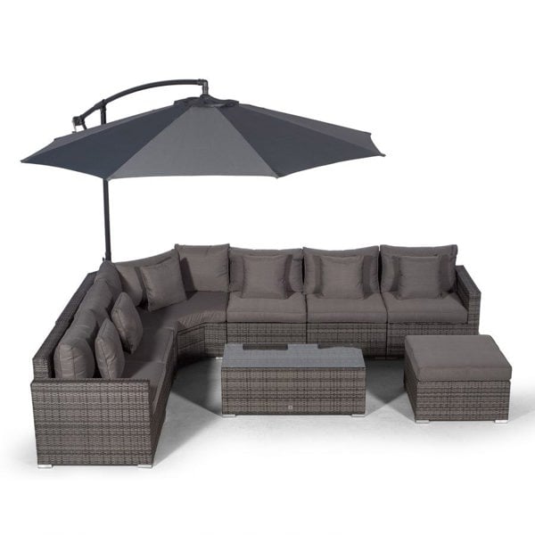 Giardino Santorini L Shape Modular 6 Seat Rattan Corner Sofa Set With Large Coffee Table & Ottoman