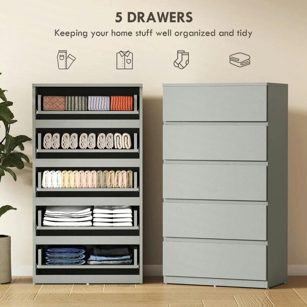 Chest of Drawers, 5-Drawer Storage Cabinets, Modern Dresser, Storage Drawer Unit for Bedroom