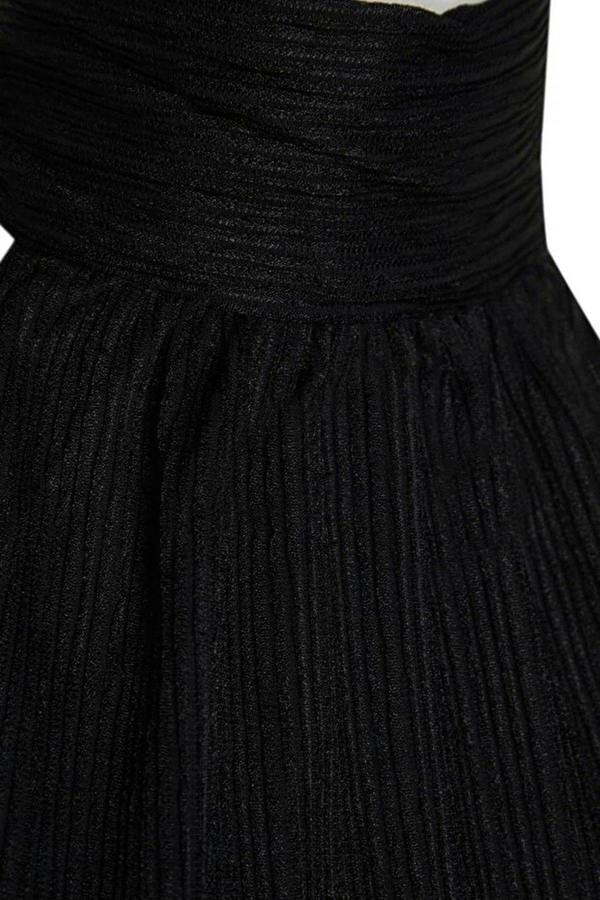 WOVCOR Stand-Up Collar Pleated Stretch Knit Blouse