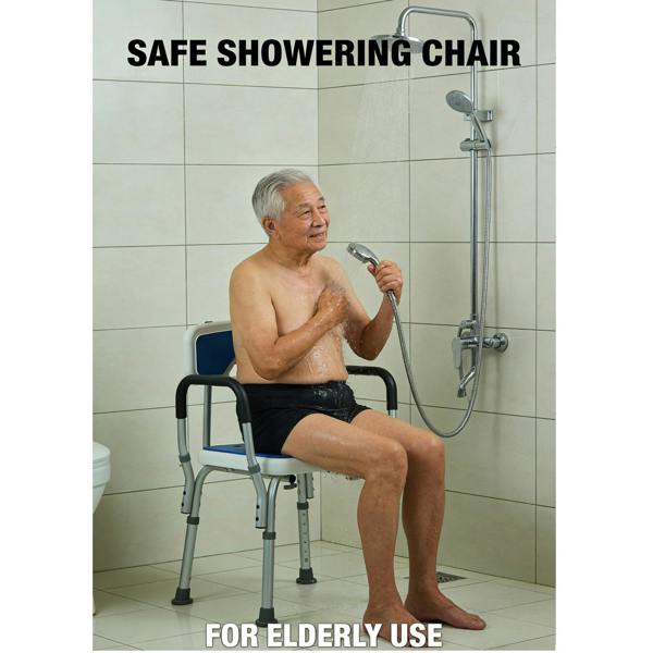 Gr8 Home EVA Padded Shower Chair Adjustable Bath Seat Senior Disabled 120kg With Arms Aid