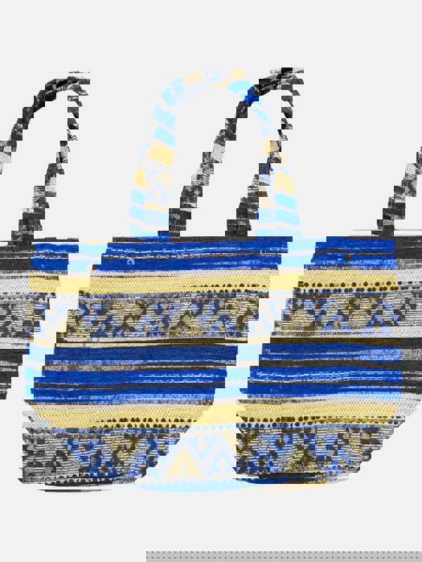 Berber Leather The Nador Large Expandable Fabric Tote in Blue