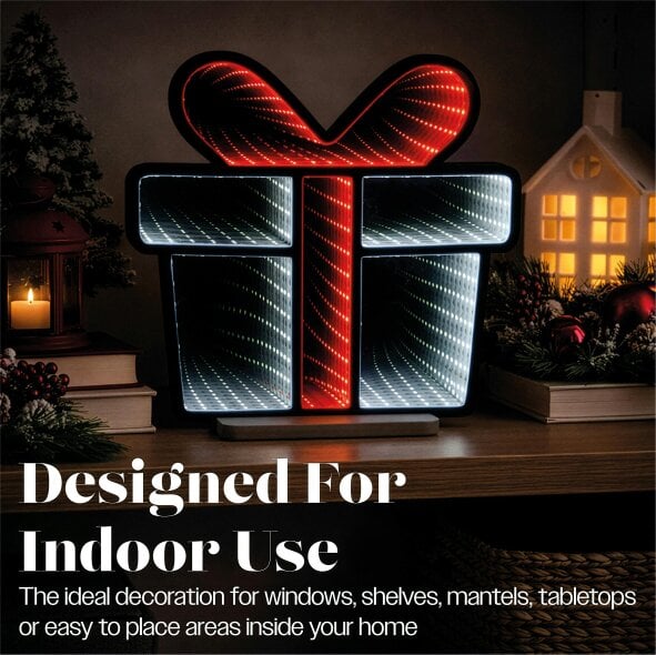 Scotts of Stow Xmas Haus Multicolour LED Infinity Light Gift Box Indoor Decoration with Timer