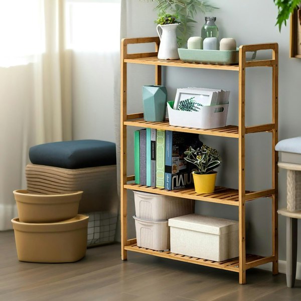 Rafaelo Mobilia 4 Tier Bamboo Shelving Rack