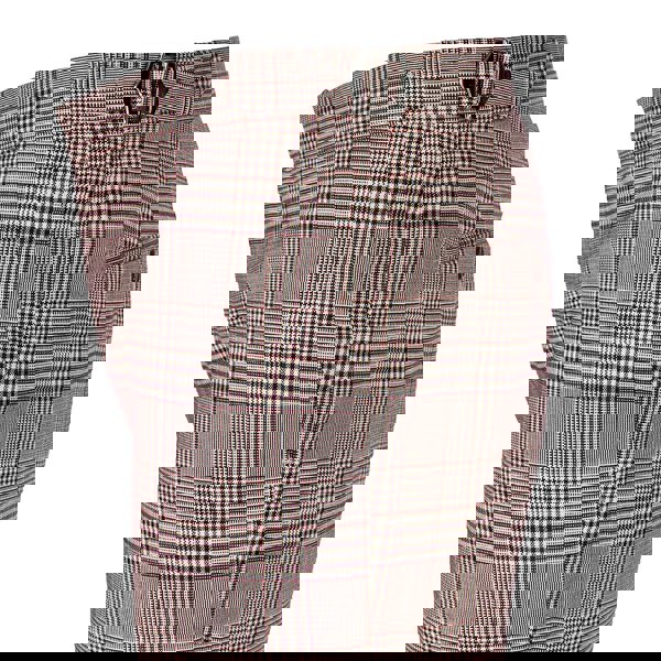 David WeJ Check Smart Trousers with Side Adjusters - Brown Orange