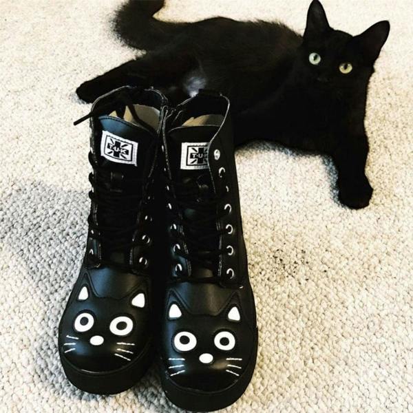 TUK Footwear TUK Women's Kitty Black Vegan Leather Combat Sneaker Boots - A6570L