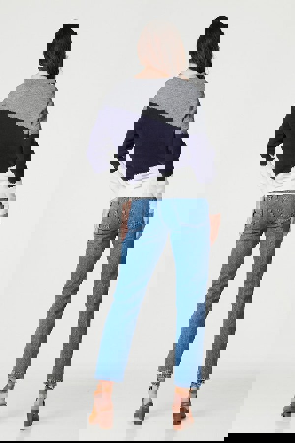 Navy | Colour Block Relaxed Knit Sweater