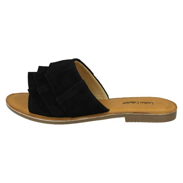 Leather Collection Ladies Leather Collection Frill Vamp Mules