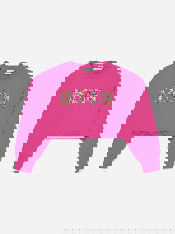 MSGM Girls Cropped Logo Sweatshirt in Pink