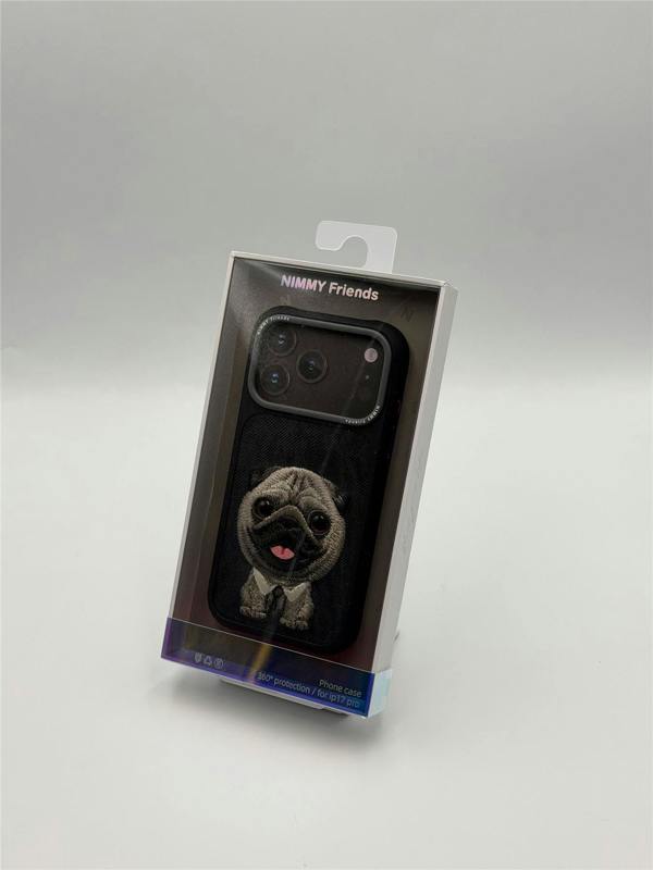 Nimmy Friends Nimmy Big Eye Cute Pet Pug Dog Case with MagSafe for iPhone Pro 6.3" Black Grey - N-XDY-IP17-PRO-09-A