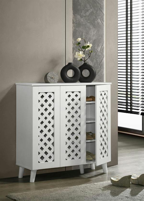 Modern Shoe Storage Cabinet 3 Doors Footwear Stand Rack Unit Cupboard