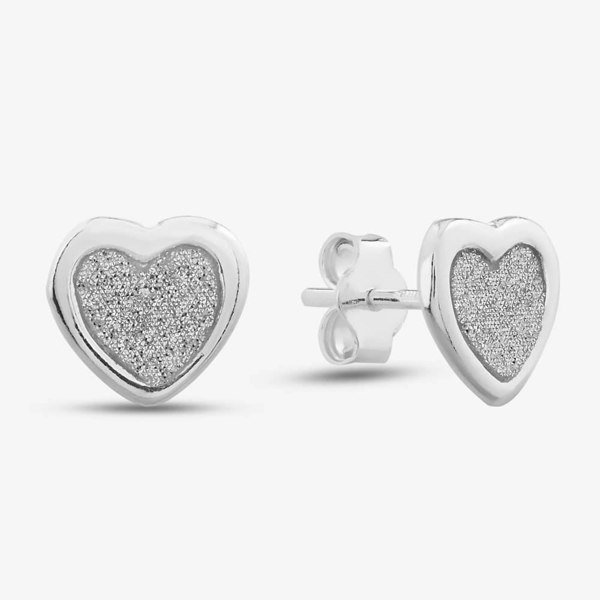 T. H. Baker Sterling Silver Stardust Heart Stud Earrings 8.55.8669