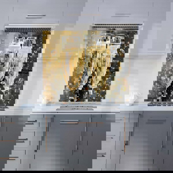Warren Reed - Designer Splashart Bubbly Champagne Flues Kitchen Splashback
