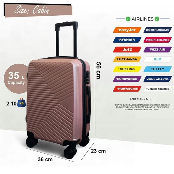Infinity Luggage Hard Shell Cabin  48 x 37 x 20 cm Luggage Suitcase Suitable for Easyjet, Ryanair