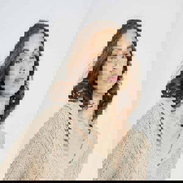 Brave Soul Stone V-Neck Cable Knit Jumper - Stone Image 4