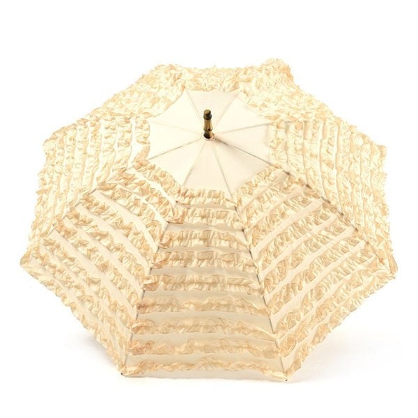 FiFi Frill with Tassell Pagoda Beige Wedding Umbrella Top Canopy