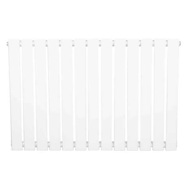 Flat single column radiator in sleek white finish, measuring 600 x 910mm, featuring a modern, minimalist design with smooth lines