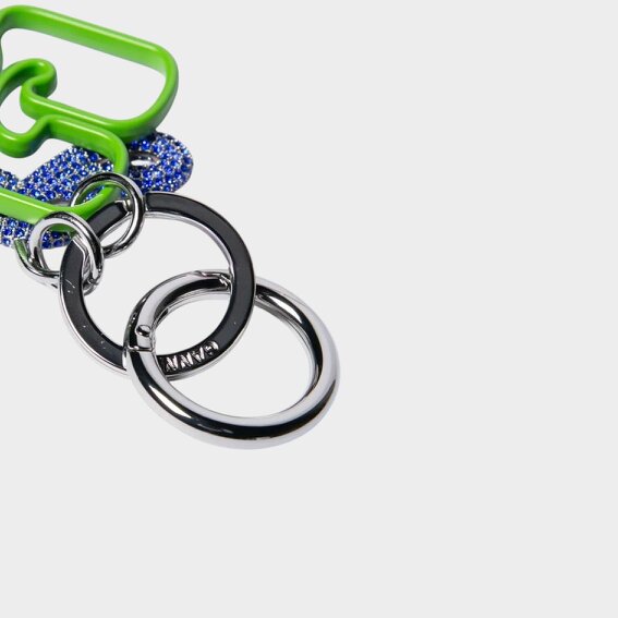 GANNI Chain-Embellished Keyring Flash Green Blue