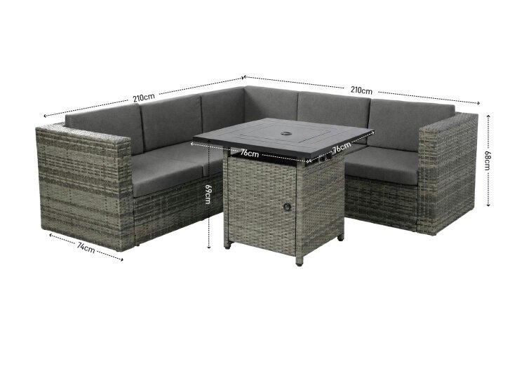 Outdoor Living Ascot Fire Pit Garden Set – Grey