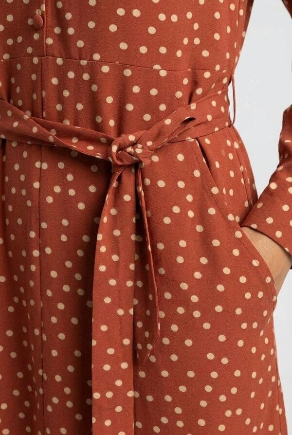 Izabel London Polka Dot Print Tie Waist Shirt Dress
