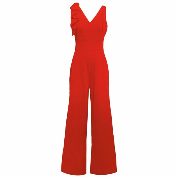 Frock Tales Harriet Wrap Jumpsuit With Bow - Flame