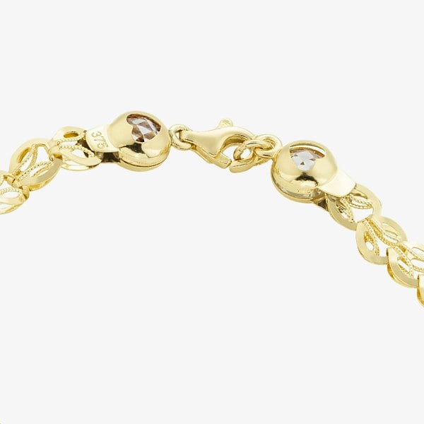T. H. Baker 9ct Yellow Gold 7.5 Inch Small Stamped Shell Link Bracelet HSLB-520-9Y-7.5