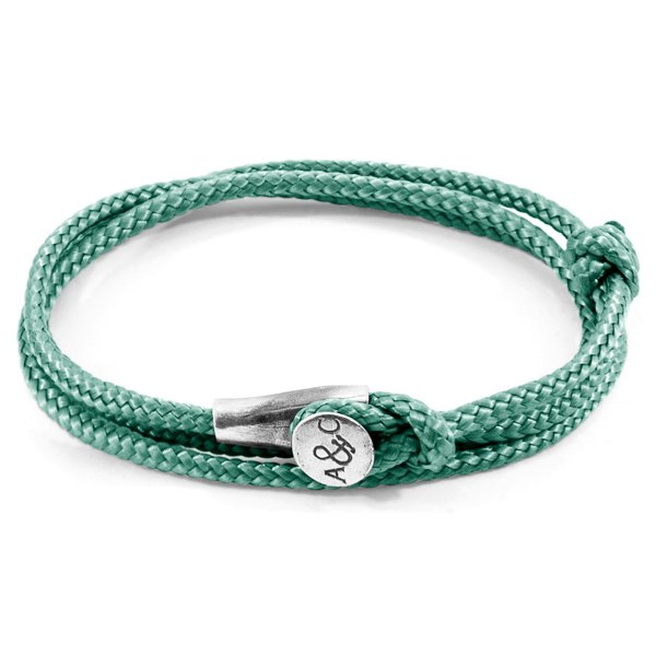 Anchor & Crew Mint Green Dundee Silver and Rope Bracelet