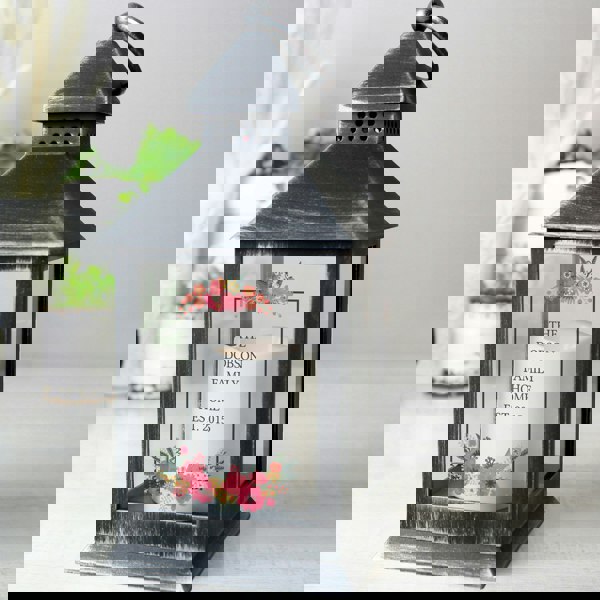 Personalised Memento Company Personalised Floral Rustic Black Lantern