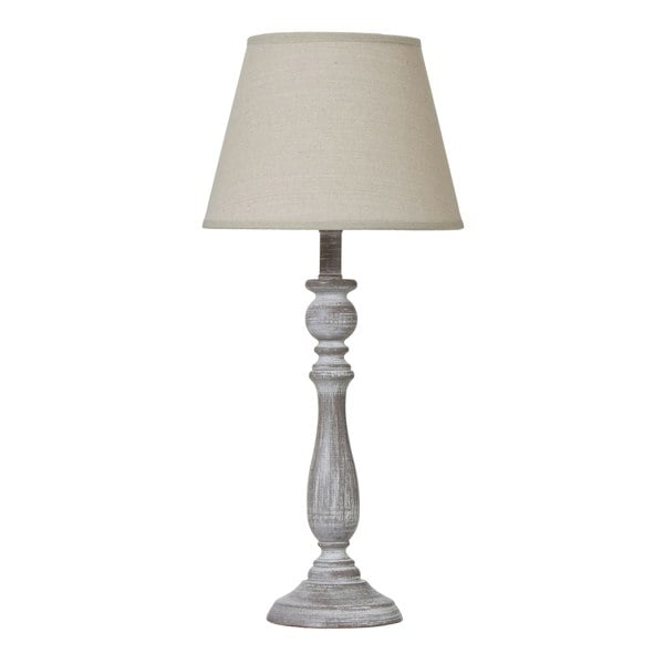 Hill Interiors Dunum Column Linen Table Lamp (UK Plug) - White