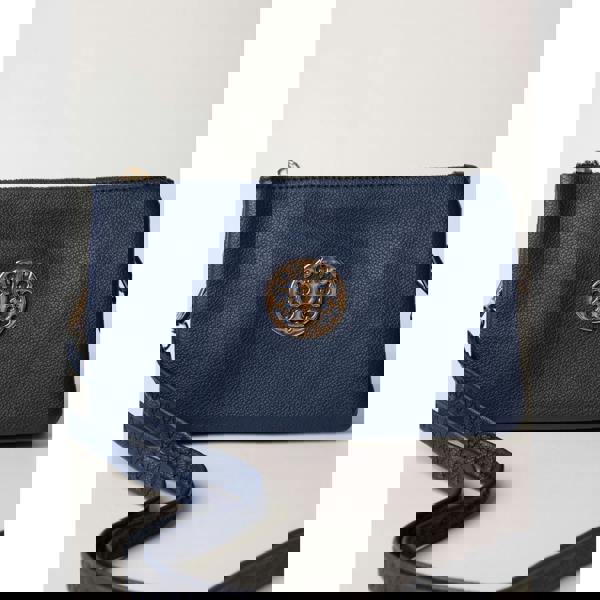 Blue Vanilla Detailed Zip Up Purse With Detachable Strap