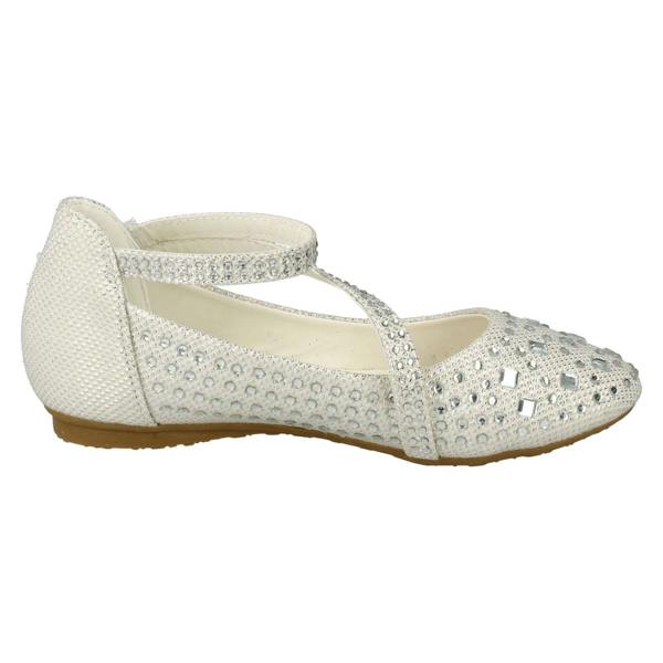 Spot On Girls Spot On Glitter Flat Ballerina Party Shoes H2335