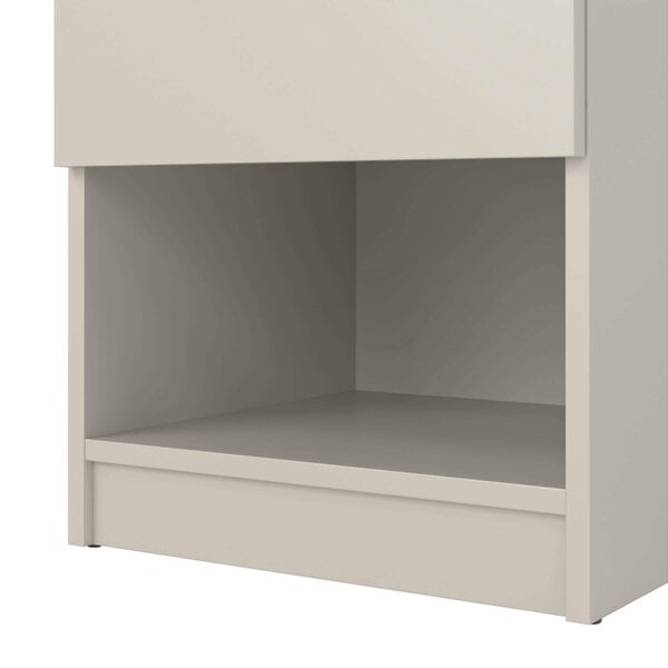 Wyld Haus Budapest Crean and Natural Oak Effect Wooden Bedside Table 1 Drawer 1 Shelf