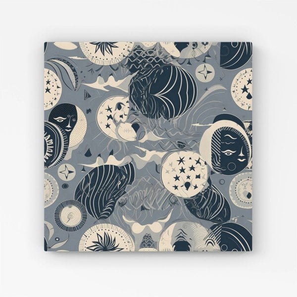 Warren Reed Abstract Moon and Stars Canvas