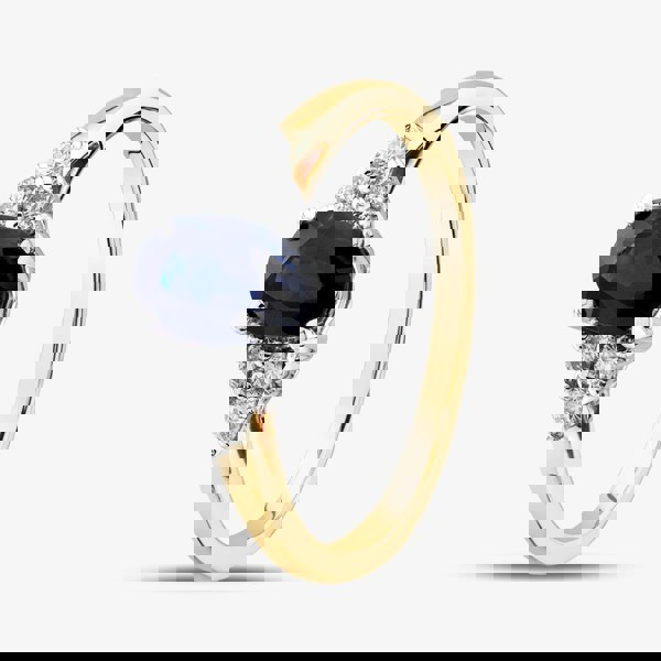 T. H. Baker 18ct Yellow Gold Oval Cut Sapphire & Brilliant Cut Diamond Shoulder Set Solitaire Ring R6275Y-SAP M