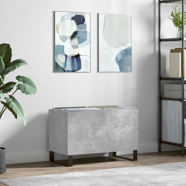 Berkfield Record Cabinet Concrete Grey 74.5x38x48 cm Engineered Wood