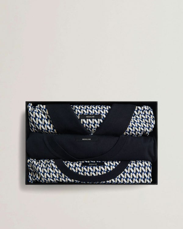 Ted Baker Sangs Mens 3-Pack T-Shirts - Navy - CHO - Designer Mens T-Shirts