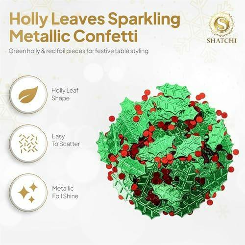 14g Green Leaves Confetti Table Scatter for Christmas Cards, Party Tables and Seasonal Decorations image 5