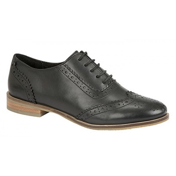 Cipriata Womens Brogue Oxford Lace Up Leather Shoes - Black