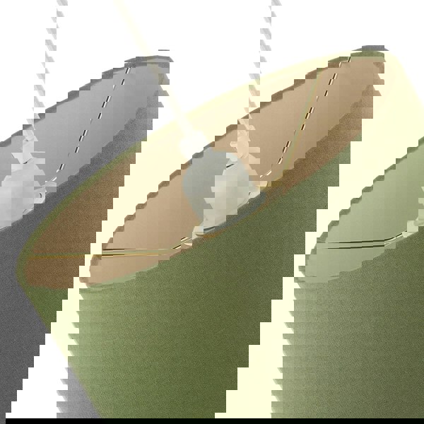 Olive Green Linen Fabric Pendant Shade with Brushed Gold Metal Ring Image 4