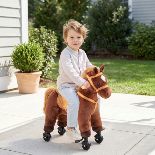 AIYAPLAY Rocking Horse, Plush Ride On Horse with Hoof Neighing