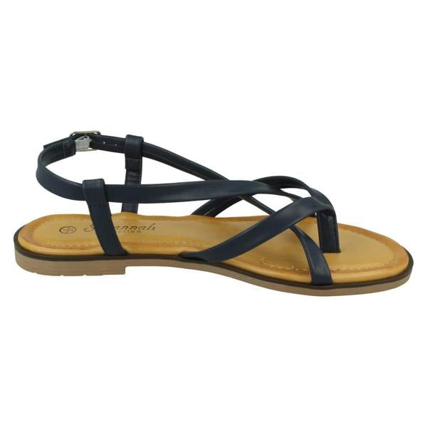Savannah Ladies Savannah Flat Strappy Toepost Sandal with Buckle Strap F00444