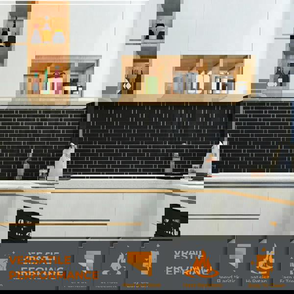 London Metro Classic Brick Pure Black Glossy Extra 3D Tile 30.5 x 30.5cm - 6 pcs