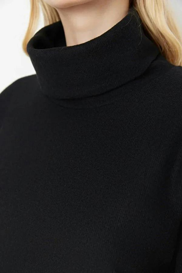 WOVCOR Turtleneck Long Sleeve Knit Mini Dress